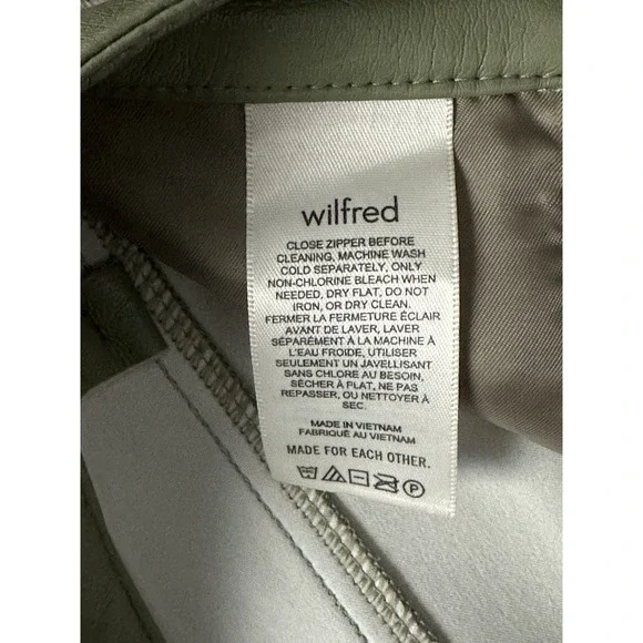 Wilfred Aritzia Melina Pants Size 2 Green Vegan Leather High Rise Straight Leg - Picture 9 of 9